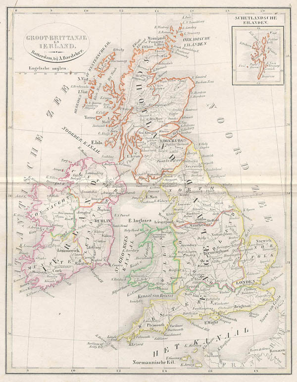 map Groot-Brittanje en Ierland by A. Baedeker, Rotterdam