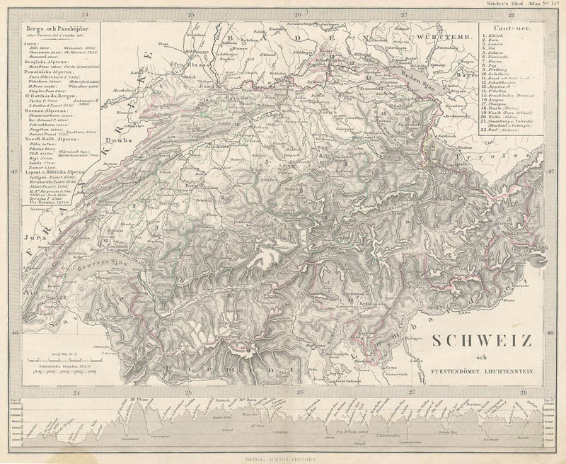 Schweiz och furstendömet Lichtenstein. by Stieler