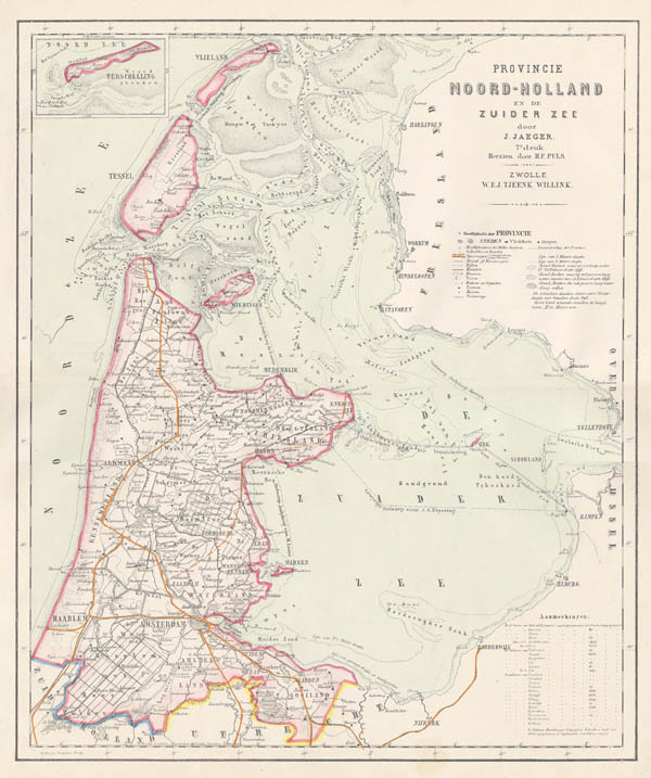 map Kaart van de Provincie Noord-Holland en de Zuider Zee. by Puls