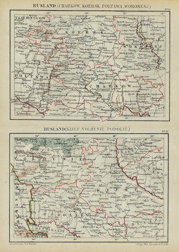 map Rusland (Charkow, Koersk, Poltawa, Woronesj, Kijef, Volhynië, Podolië) by Kuyper (Kuijper)