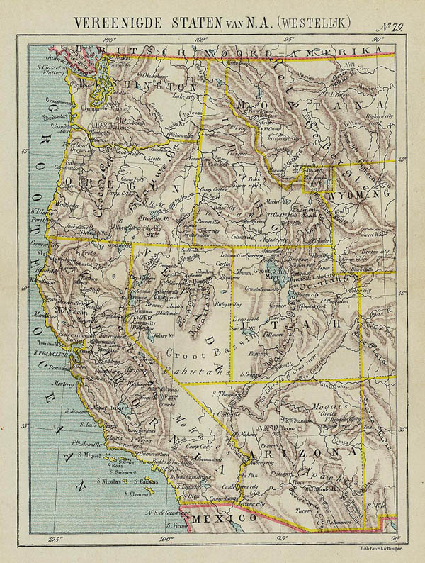 map Vereenigde Staten van N.A. (Westelijk) by Kuyper (Kuijper)