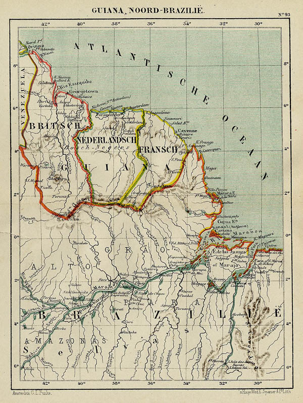 map Guiana, Noord-Brazilië by Kuyper (Kuijper)