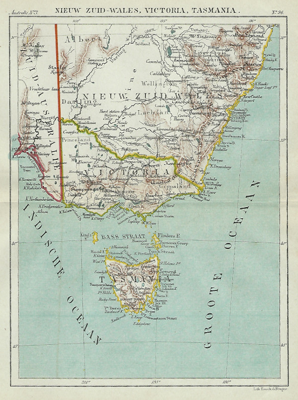 map Nieuw Zuid-Wales, Victoria, Tasmanië by Kuyper (Kuijper)