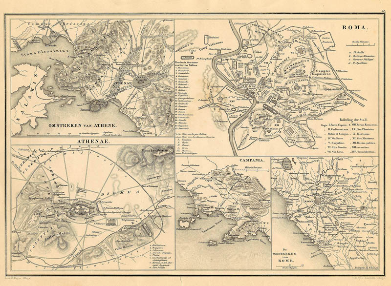 De omstreken van Athene en Athenae, Roma, Campania, De omstreken van Rome by De Erven Thierry en Mensing