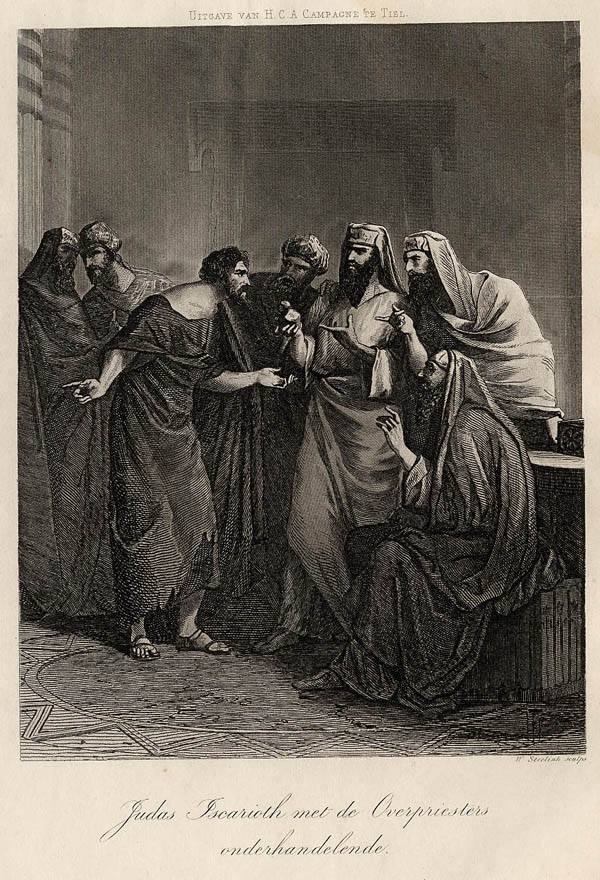 print Judas Iscarioth met de Overpriesters onderhandelende by HCA Campagne, Tiel