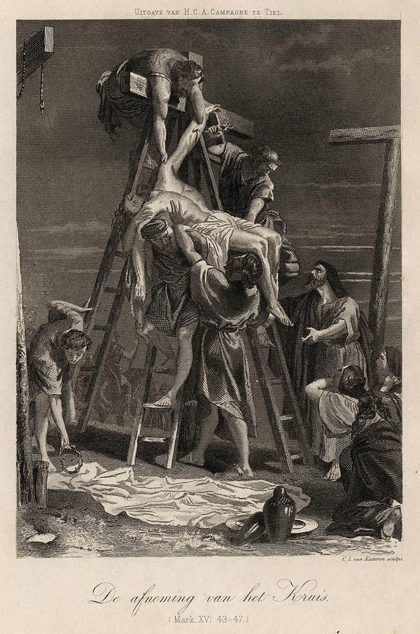 print De afneming van het Kruis (Mark. XV:43-47) by HCA Campagne, Tiel
