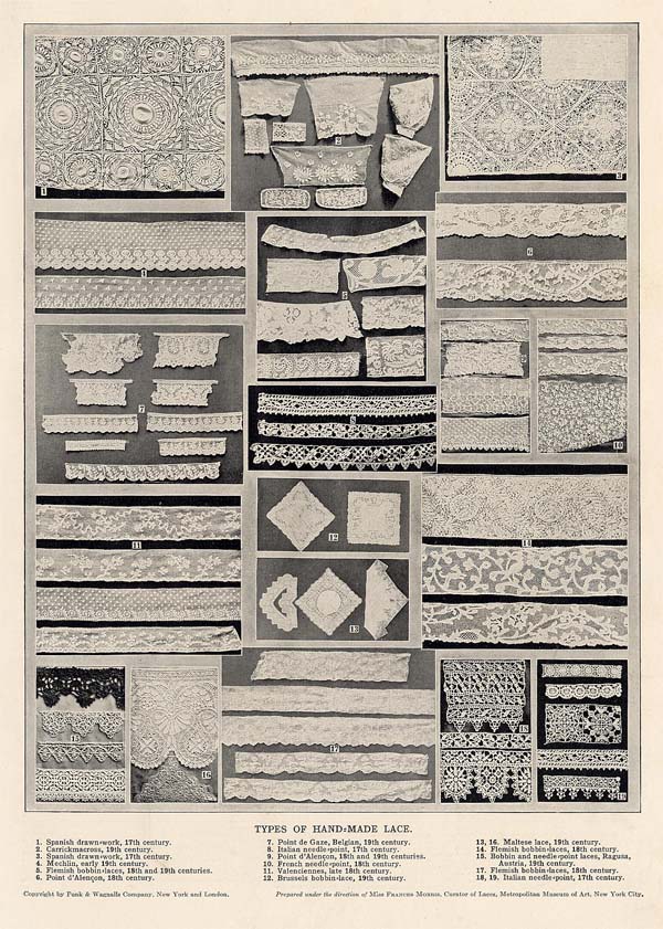 print Types of Hand-Made Lace by Funk&Wagnalls Company