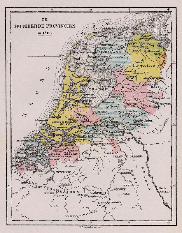 De Geunieerde Provincien in 1610  by C.L. Brinkman, Amsterdam