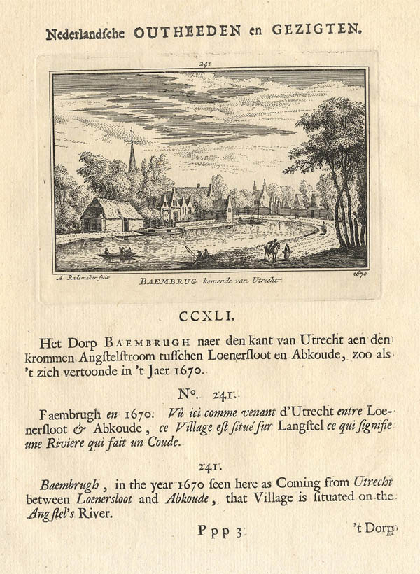 plan Baembrug komende van Utrecht by Abraham Rademaker, WIllem Barents