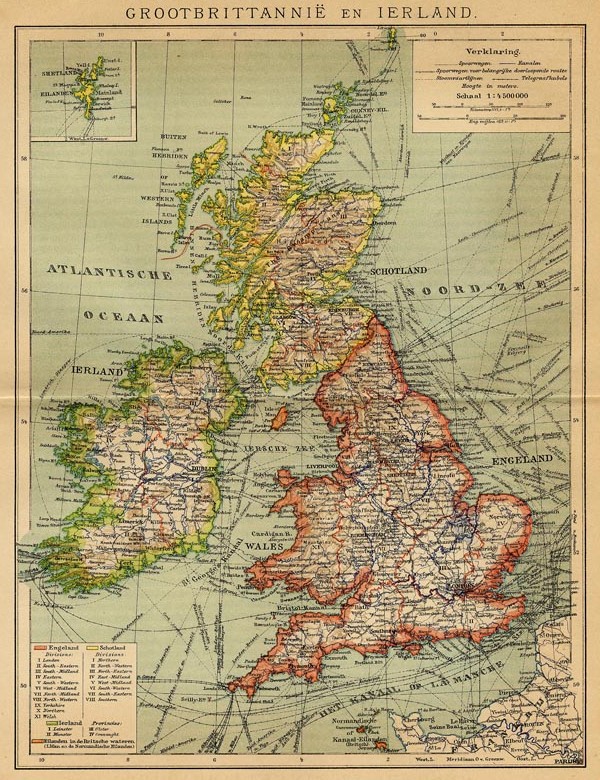 map Grootbrittanië en Ierland by Winkler Prins
