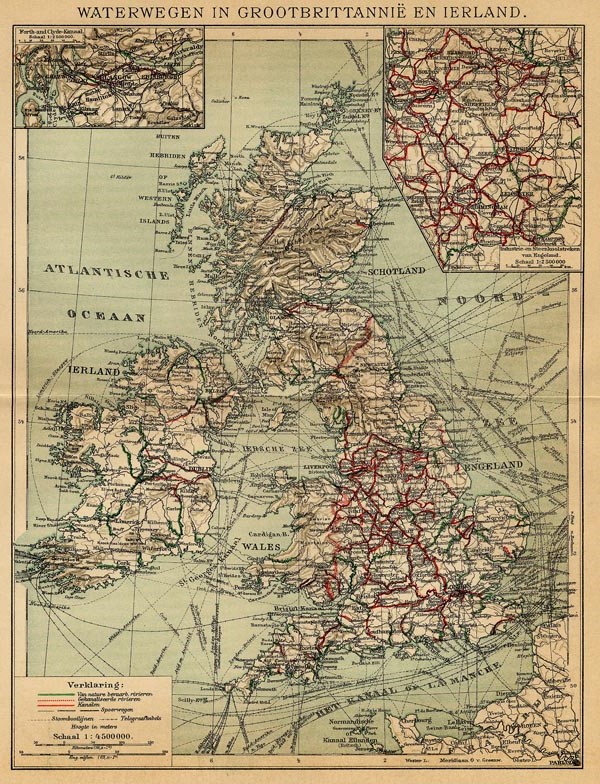 map Waterwegen in Grootbrittanië en Ierland by Winkler Prins