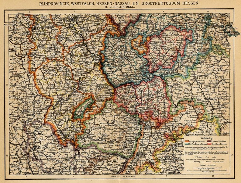 Rijnprovincie, Westfalen, Hessen-Nassau en Groothertogdom Hessen (II. Zuidelijk deel) by Winkler Prins
