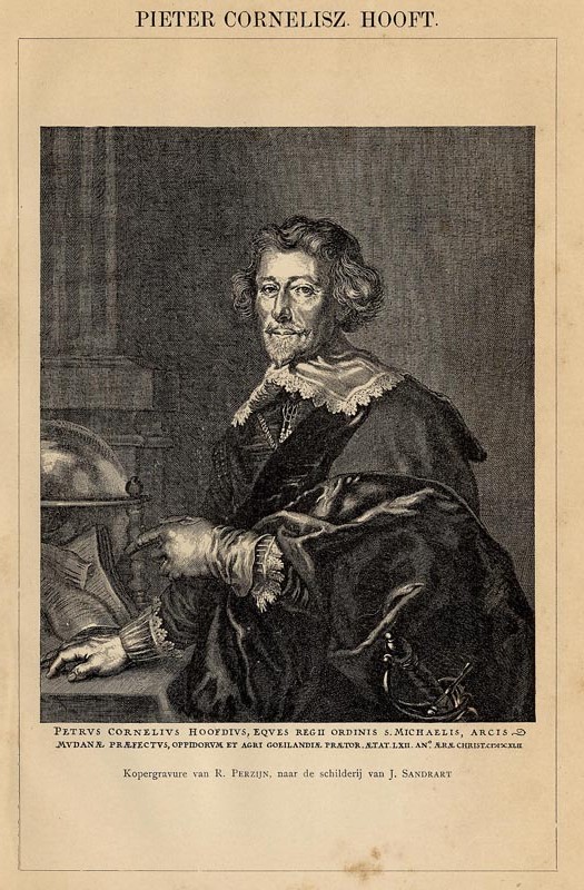 print Pieter Cornelisz Hooft by Winkler Prins, R. Perzijn naar J. Sandrart