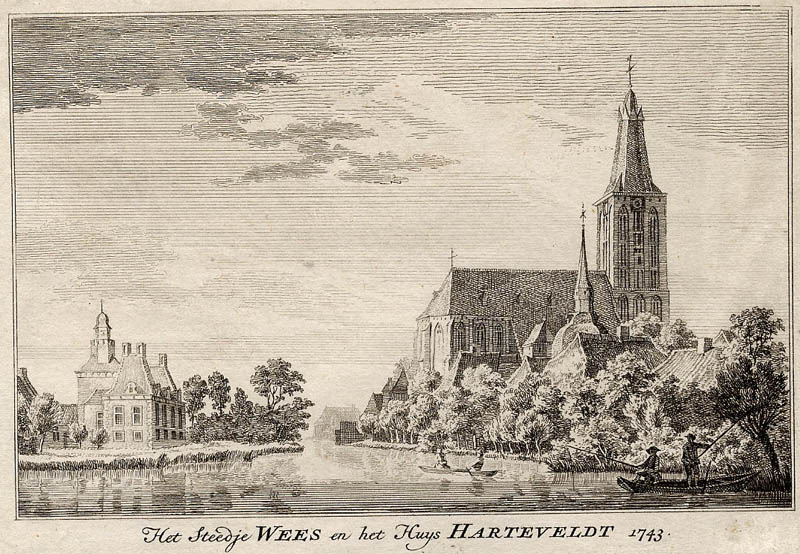 Het Steedje Wees en het Huys Harteveldt 1743 by Paulus van Liender, naar Jan de Beijer