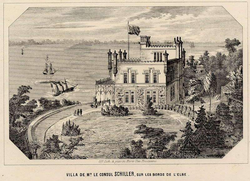 Villa de mr. le consul Schiller, sur les bords de l´ELbe by Louis Benoît van Houtte
