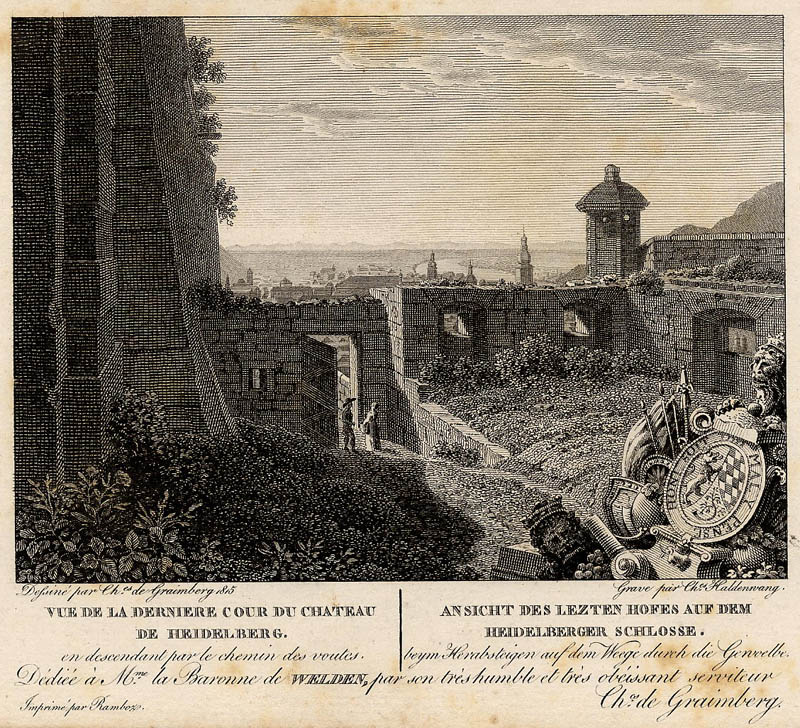 Ansicht des Lezten Hofes auf dem Heidelberger Schlosse by Ch. Haldenwang, naar Karl von Graimberg