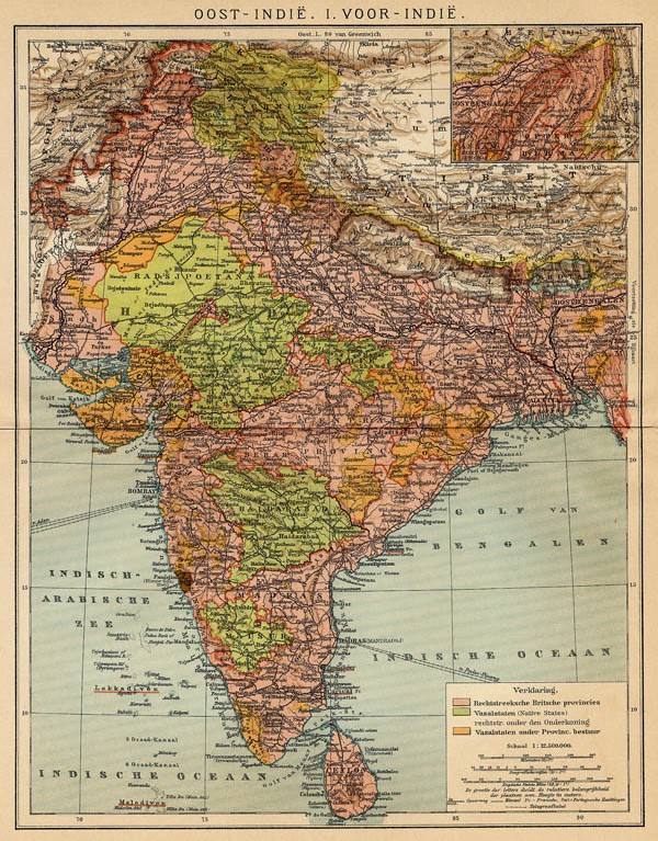 map Oost-Indië I. Voor Indië by Winkler Prins