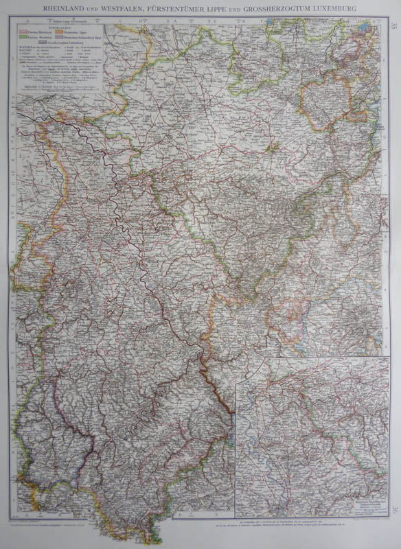 map Rheinland und Westfalen, Fürstentümer Lippe und Grossherzogtum Luxemburg by H. Mielisch, E. Umbreit