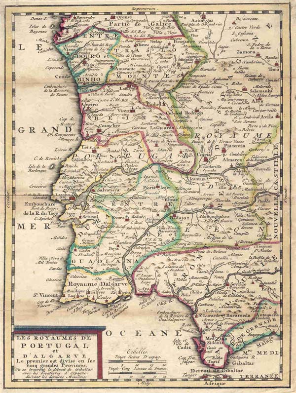 map Les Royaumes de Portugal et d Algarve by Jacques Chiquet / Bellin