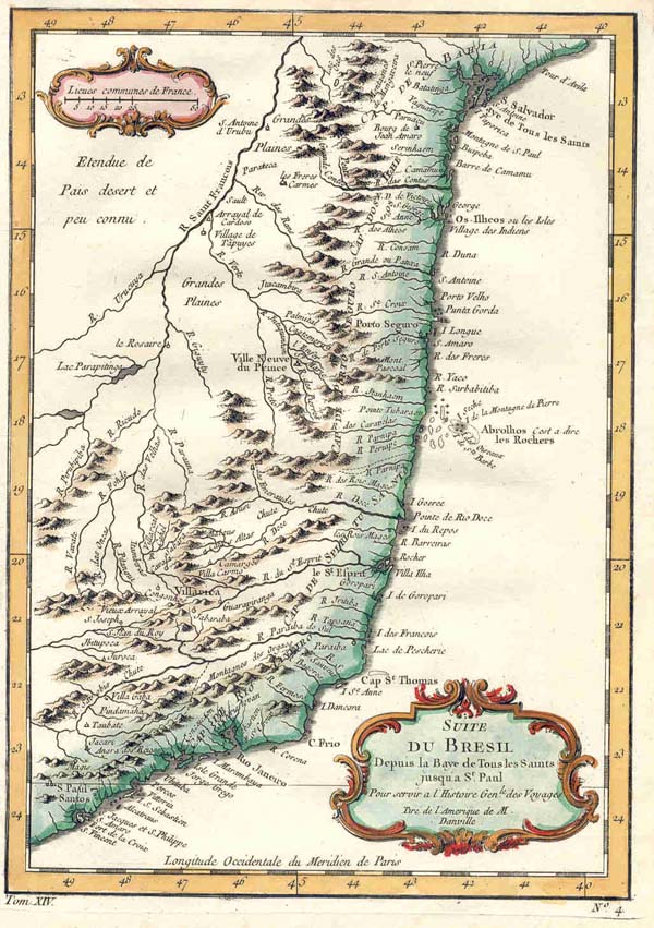 map Suite du Bresil Depuis la Baye de Tous les Saints jusqua st Paul by Prévost, Antoine François