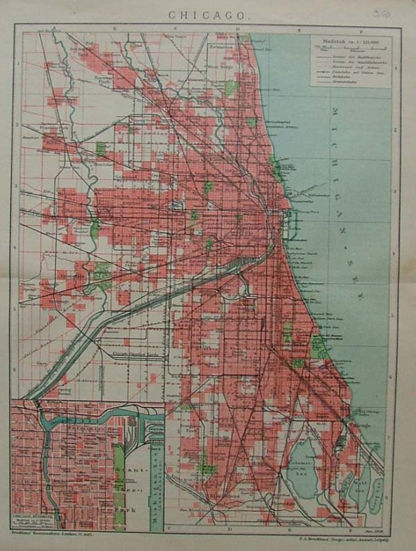 map Chicago by F.A. Brockhaus