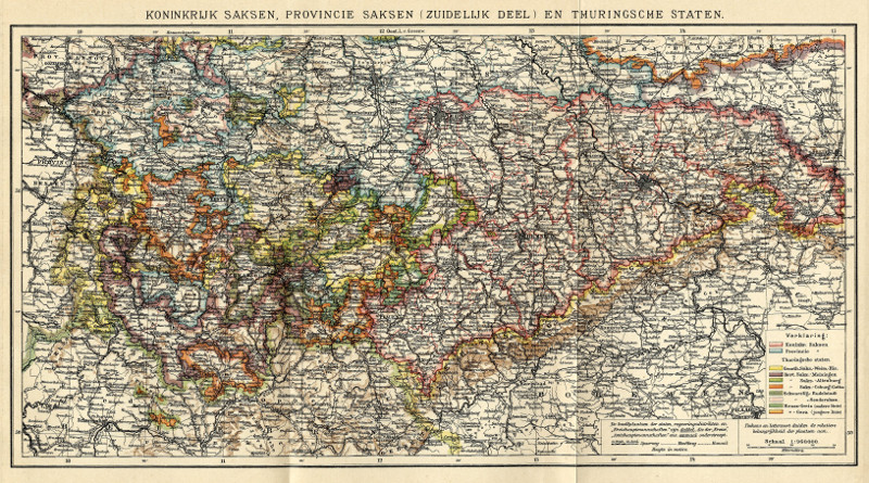 Koninkrijk Saksen, Provincie Saksen (Zuidelijk deel) en Thuringsche staten by Winkler Prins