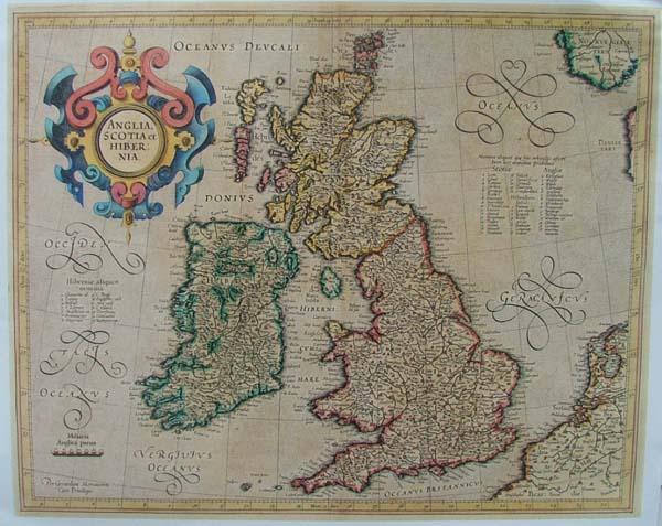map REPRODUCTION: Anglia, Scotia et Hibernia by Gerard Mercator