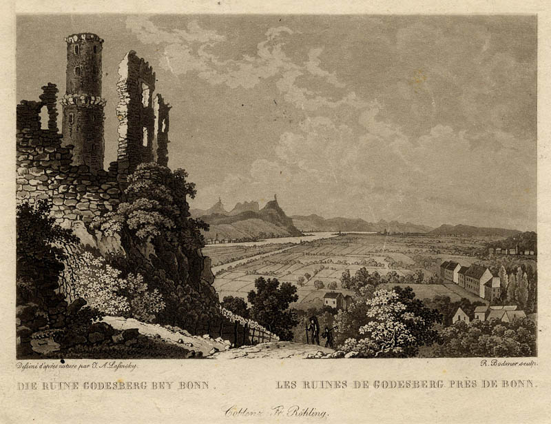 Die Ruine Godesberg bey Bonn by R. Bodmer naar I.A. Lafinsky