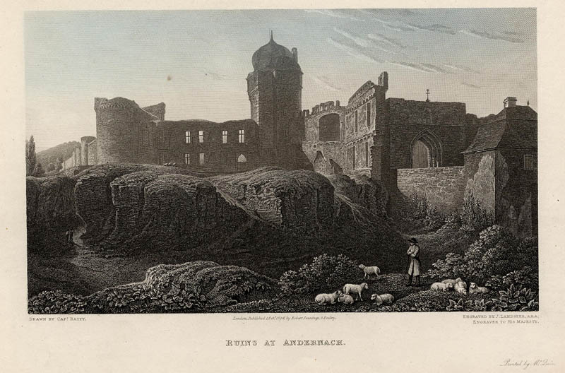 Ruins at Andernach by J. Landseer, naar Capt. J.E. Batty