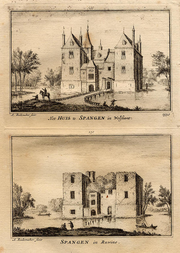 view Het Huis te Spangen in Welstant, 1550, Spangen in Ruwine by Abraham Rademaker