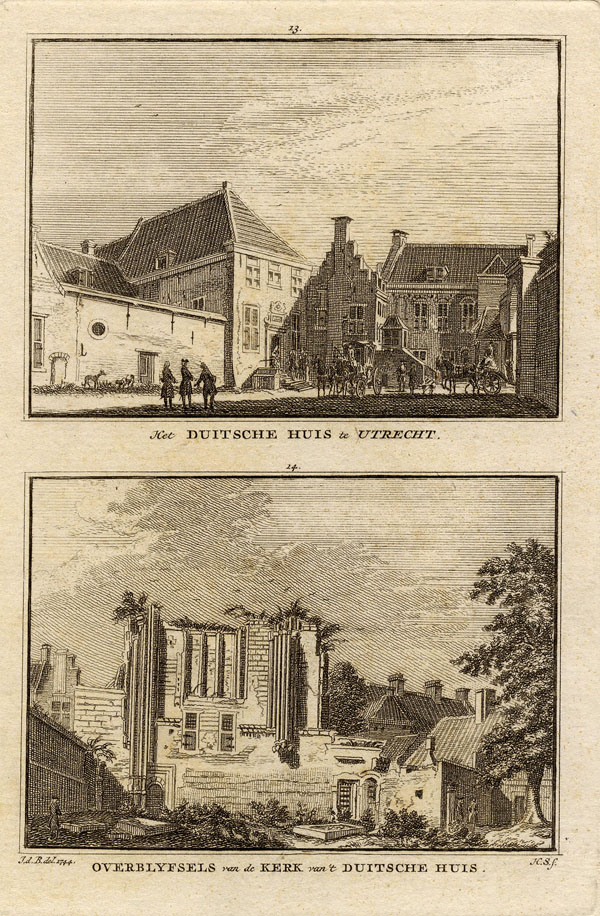 view Het Duitsche huis te Utrecht, Overblijfsels van de kerk van ´t Duitsche huis. by Hendrik Spilman, naar Jan de Beyer