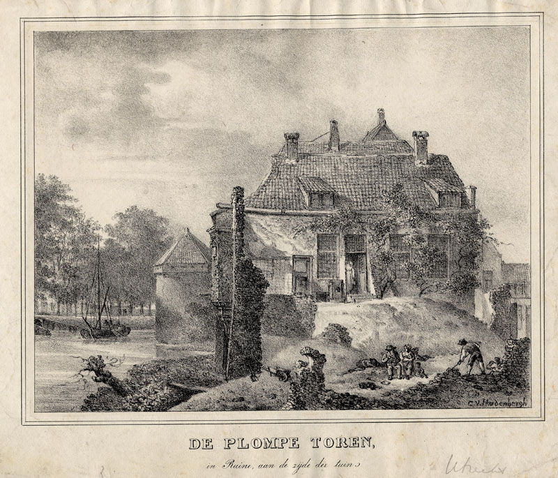 De Plompe Toren, in Ruine, aan de zijde der tuin by Cornelis van Hardenbergh