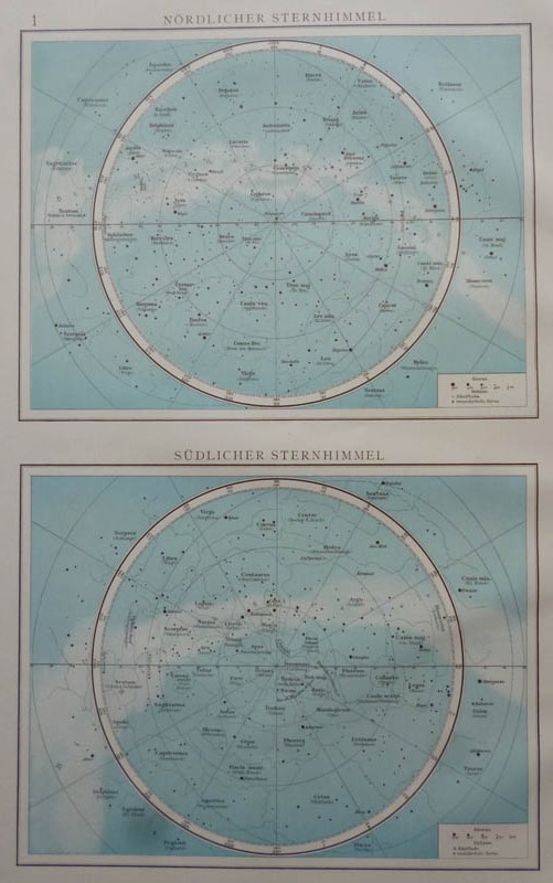 map Nordlicher Sternhimmel, Südlicher Sternhimmel by Richard Andree