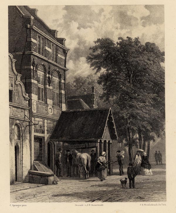 view Hollands stadsgezicht by F.H. Weissenbruch naar Cornelis Springer