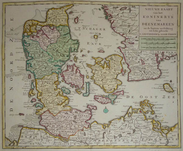 map Nieuwe kaart van het Koninkrijk van Deenemarken by Isaac Tirion