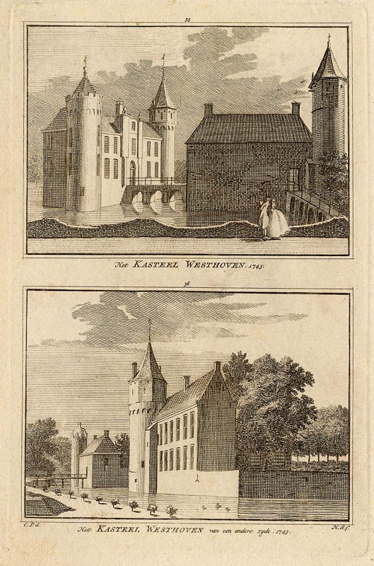 view Het Kasteel Westhoven (van een andere zijde) 1743 by H. Spilman en C. Pronk