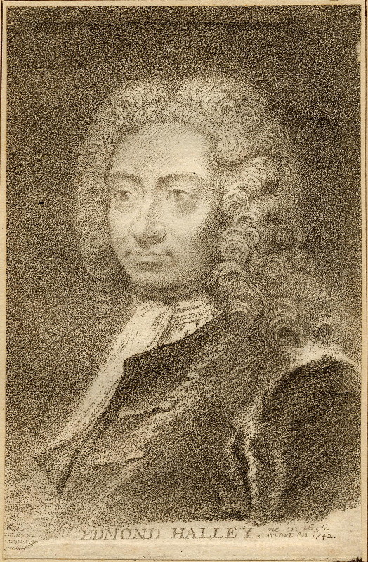 print Edmond Halley, né en 1656, mort en 1742 by nn, naar Sir Godfrey Kneller