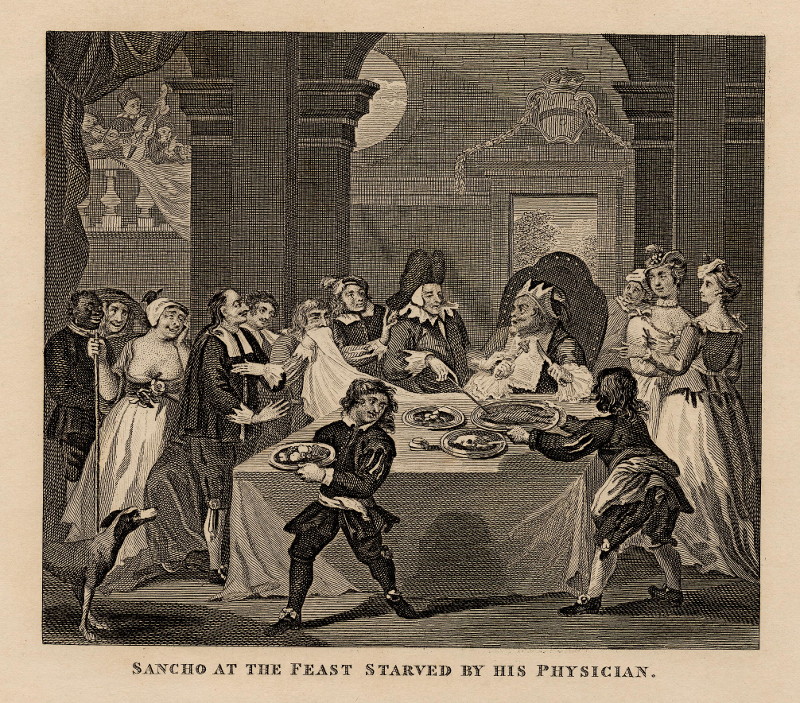 Sancho at the feast starved by his physician by naar William Hogarth