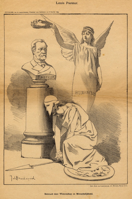 print Louis Pasteur - Betreurd door Wetenschap en Menschelijkheid by Johan Braakensiek