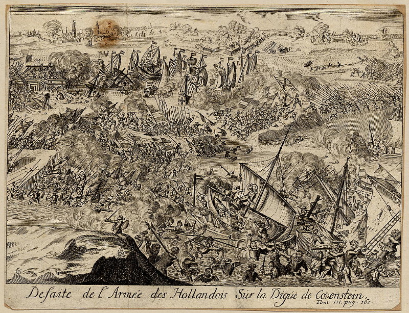 Defaite de l´armée des Hollandois sur la digue de Covenstein by L. Causé naar R. de Hooghe
