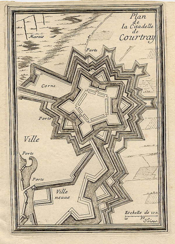 plan Plan de la citadelle de Courtray by S. de Pontault de Beaulieu