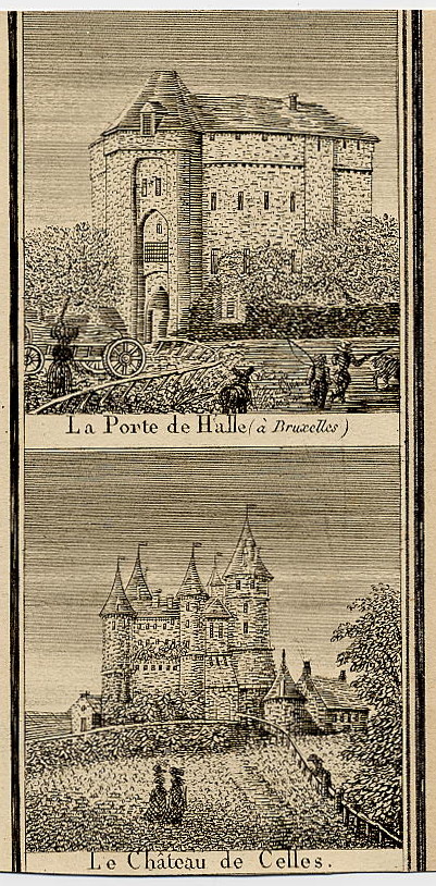 view La Porte de Halle (a Bruxelles), Le Chateau de Celles by 1850ca