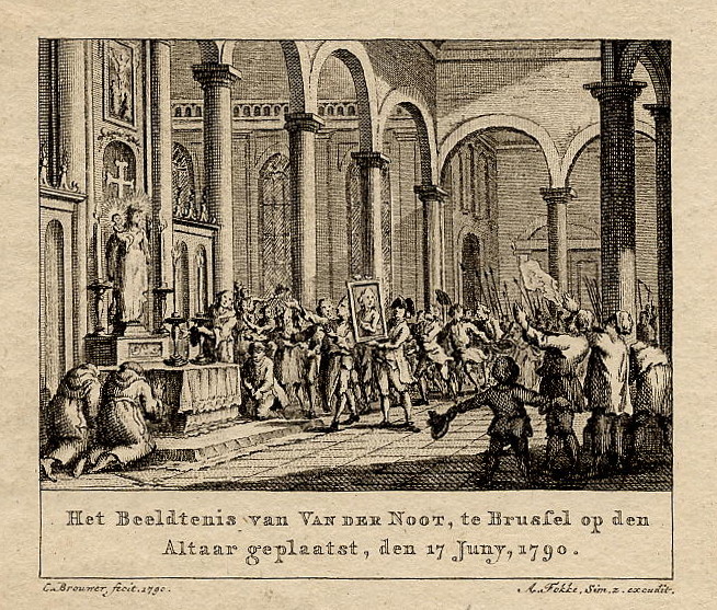 Het Beeldtenis van Van der Noot, te Brussel op den Altaar geplaatst, den 17 Juny, 1790 by A. Fokke Simonz naar C. Brouwer