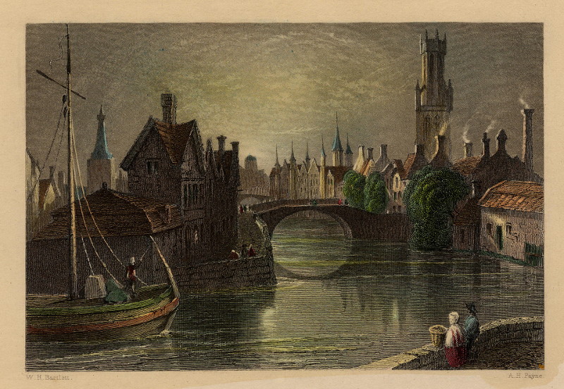 View on the canal, Bruges by A.H. Payne naar W.H. Bartlett