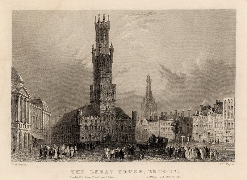 The great tower, Brugge by A.H. Payne naar W.H. Bartlett