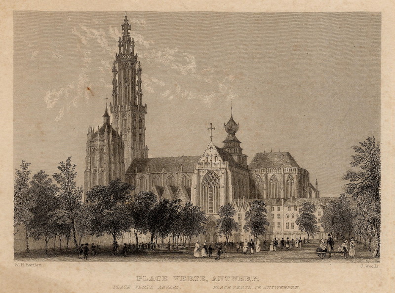 Place Verte, Antwerp by J. Woods naar W.H. Bartlett