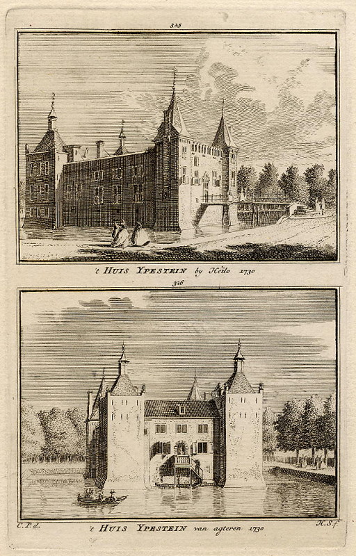 view ´t Huis Ypestein bij Heilo, t Huis Ypestein van agteren by H. Spilman en C. Pronk
