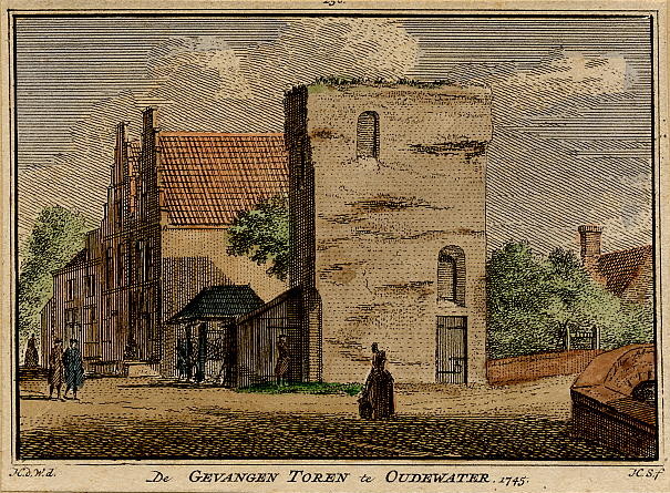 De Gevangen Toren te Oudewater 1745 by H. Spilman naar H. de Wit