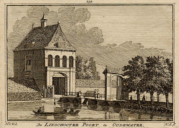 De Linschooter poort te Oudewater by H. Spilman naar H. de Wit