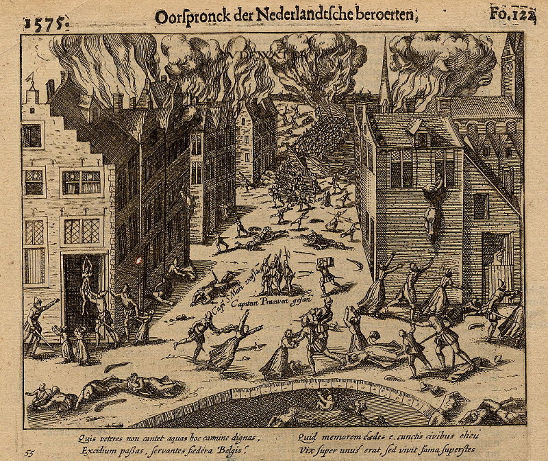 Moord te Oudewater, 1575 by nn naar F. Hogenberg